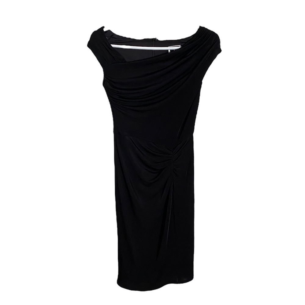 Tadashi Black Faux Wrap Dress Small Asymmetric